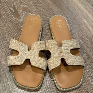 Nicole Miller Tan Slide Sandals
